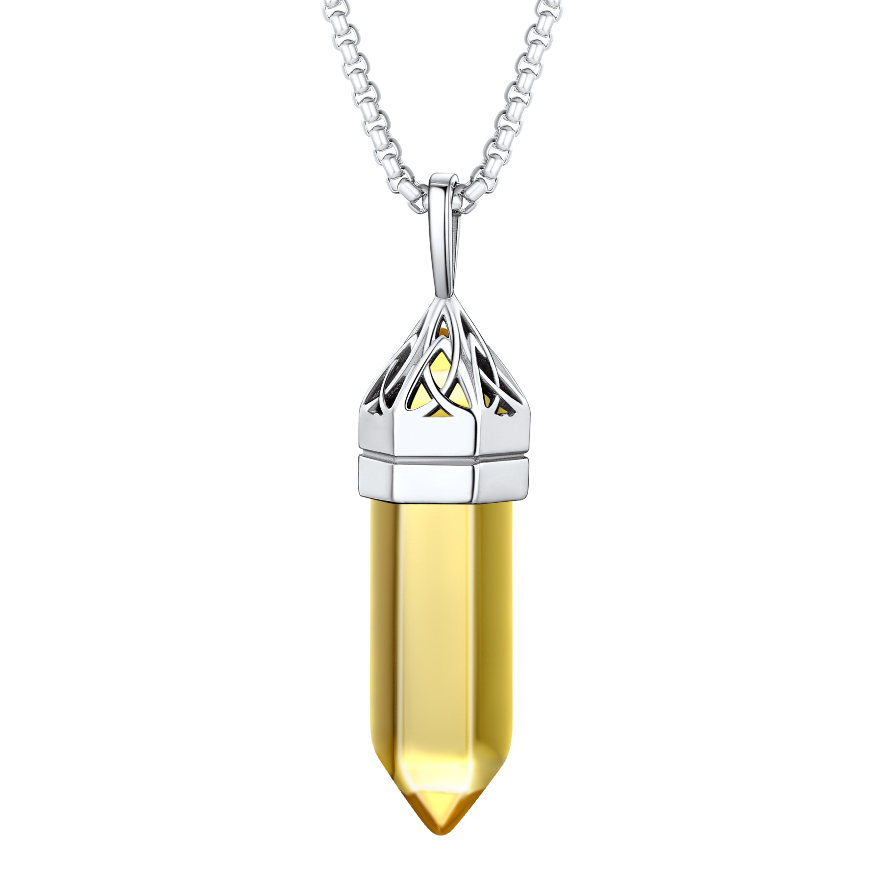 Crystal Pendant Hexagonal Synthetic Birthstone Neckclace 