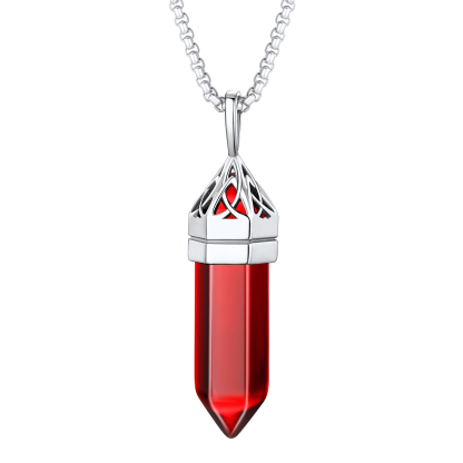 Crystal Pendant Hexagonal Synthetic Birthstone Neckclace