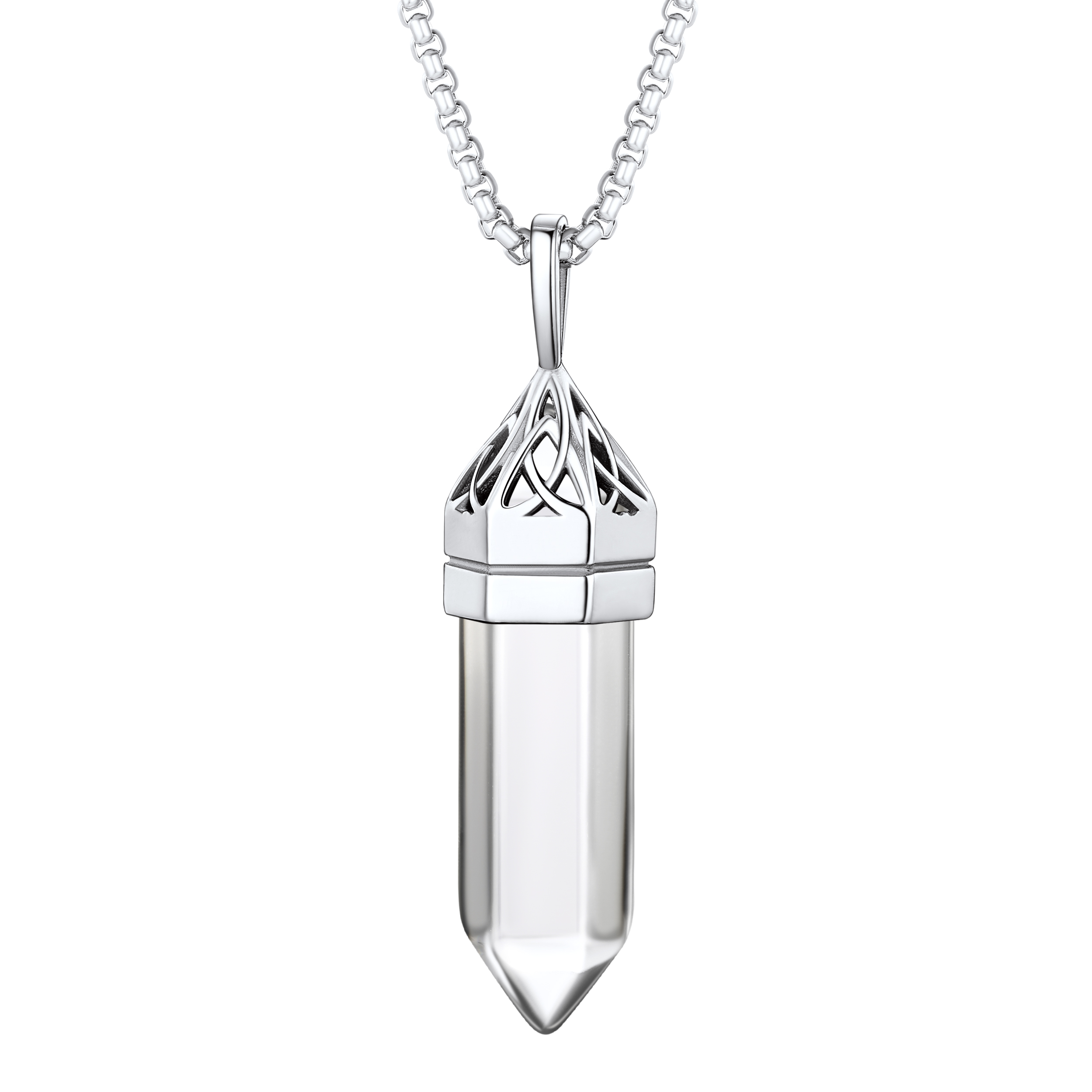 Crystal Pendant Hexagonal Synthetic Birthstone Neckclace 