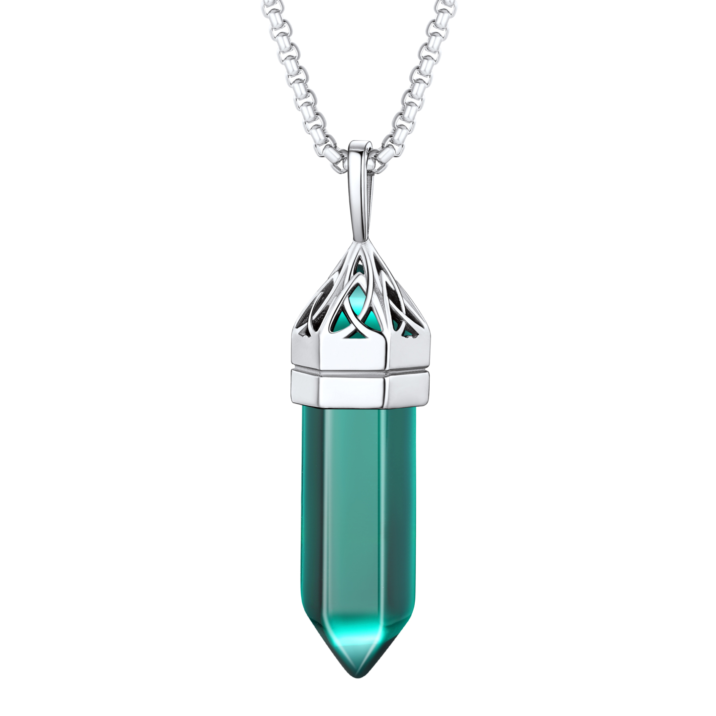 Crystal Pendant Hexagonal Synthetic Birthstone Neckclace 