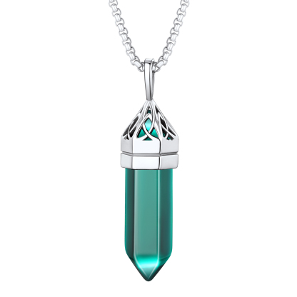 Crystal Pendant Hexagonal Synthetic Birthstone Neckclace 