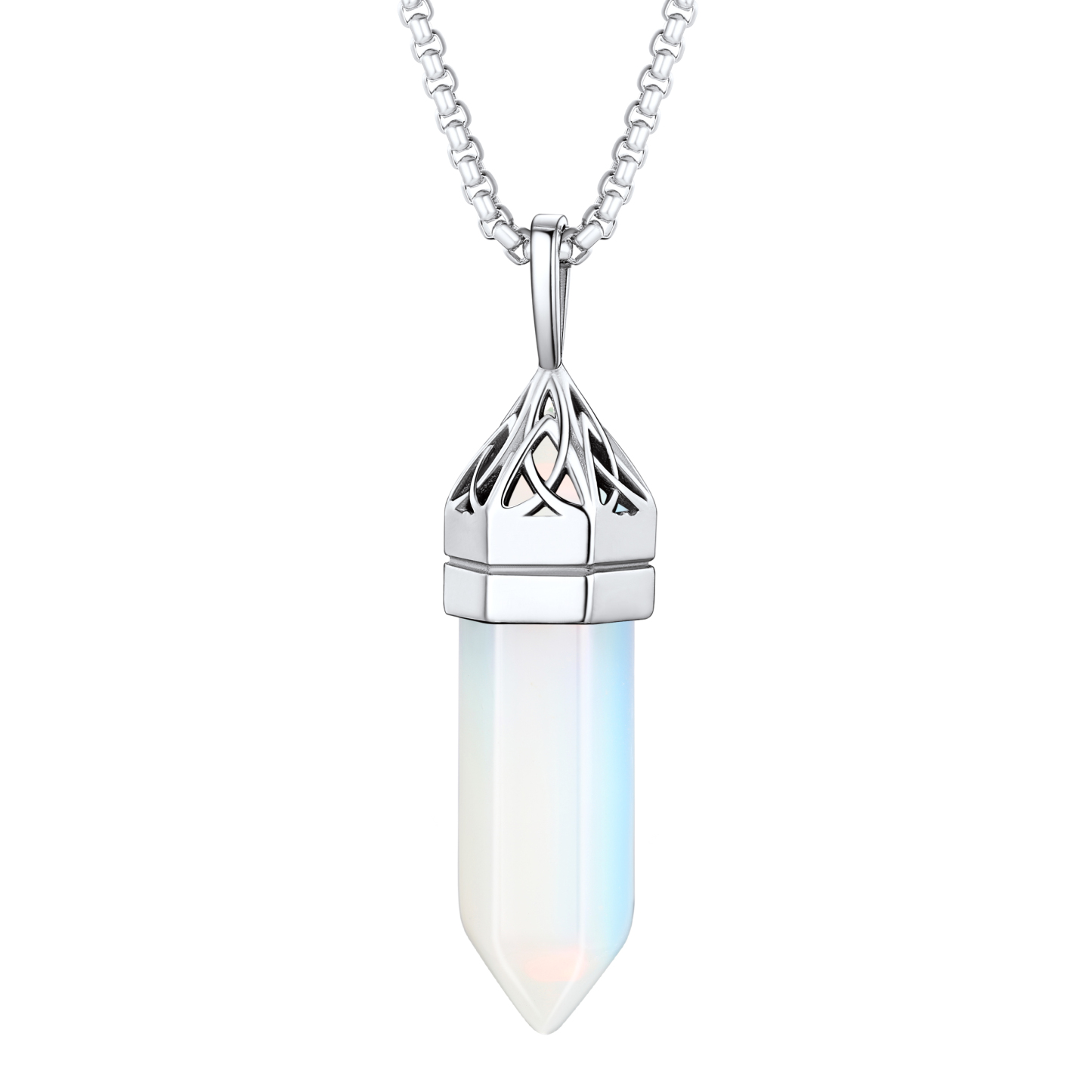 Crystal Pendant Hexagonal Synthetic Birthstone Neckclace 