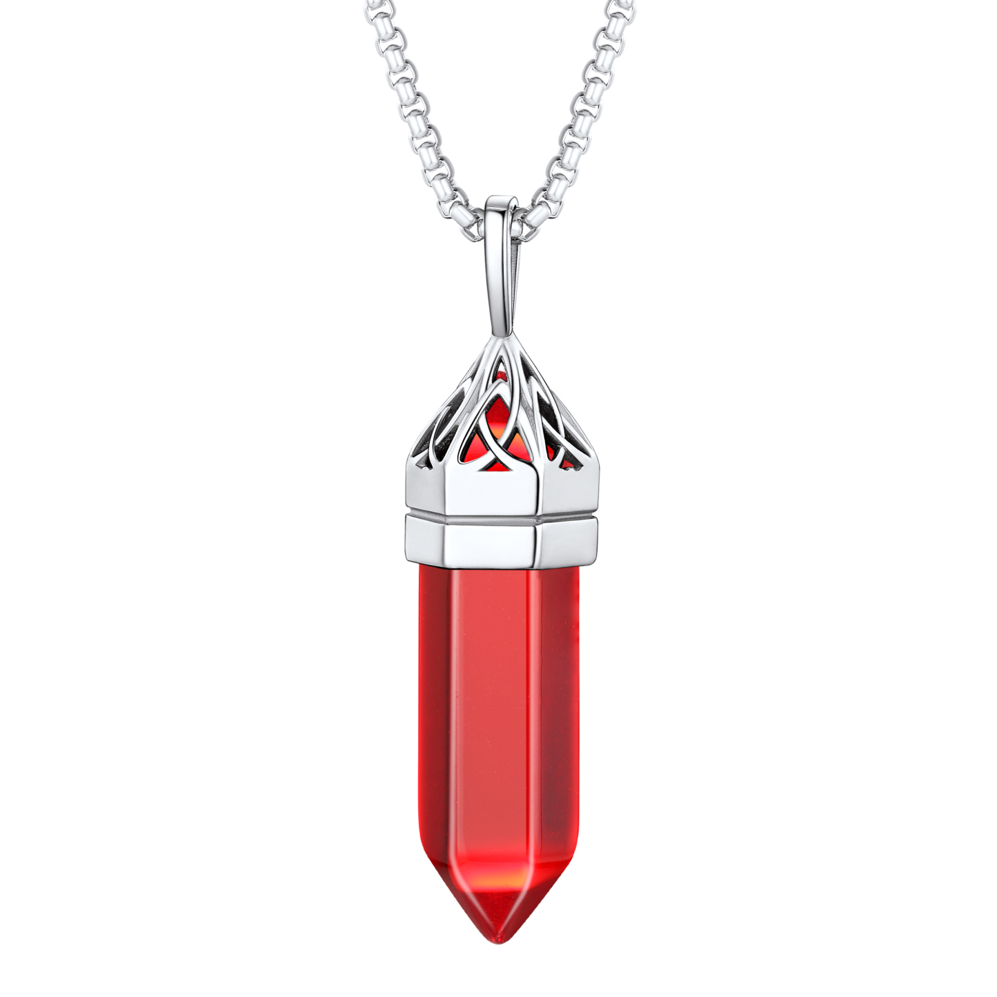 Crystal Pendant Hexagonal Synthetic Birthstone Neckclace 