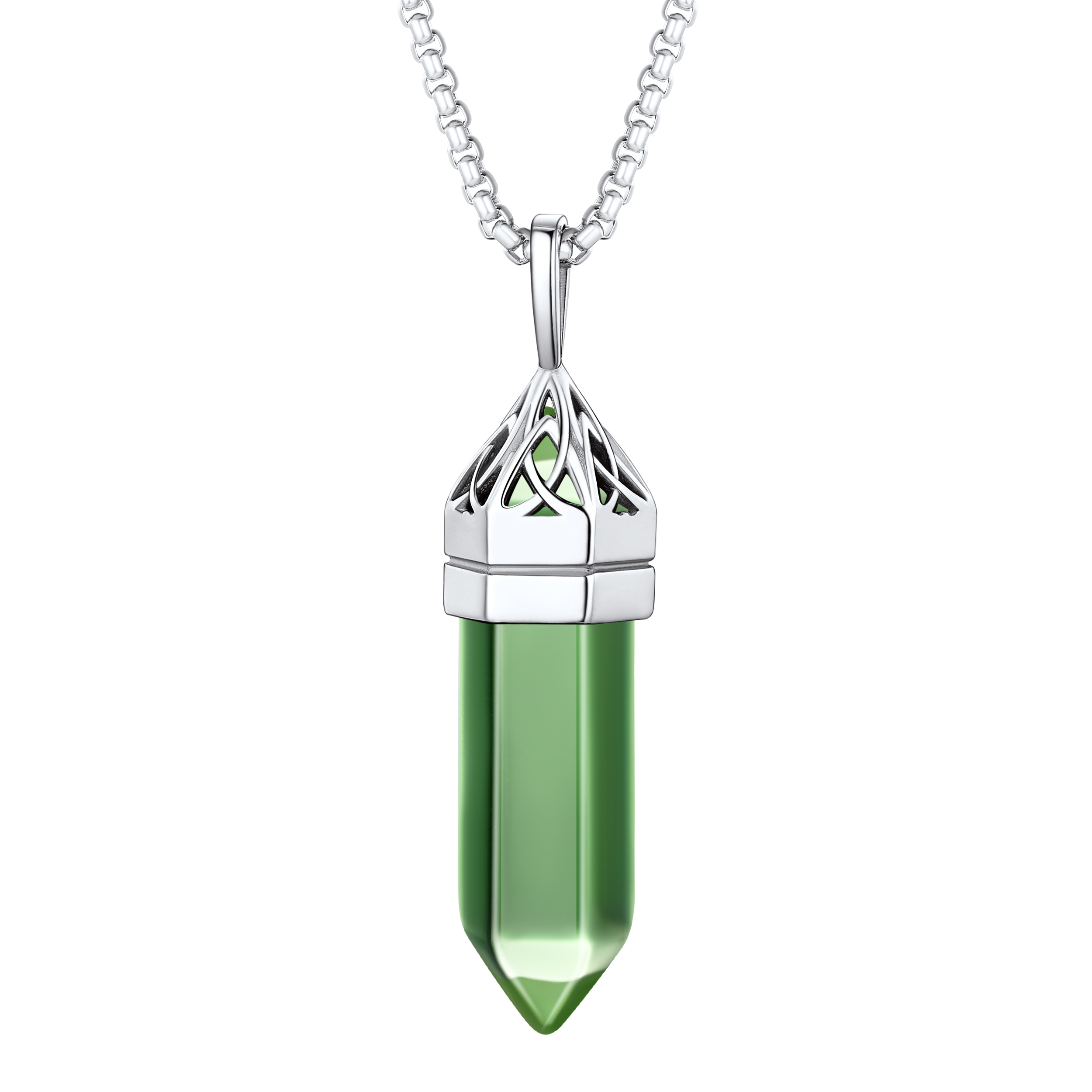 Crystal Pendant Hexagonal Synthetic Birthstone Neckclace 
