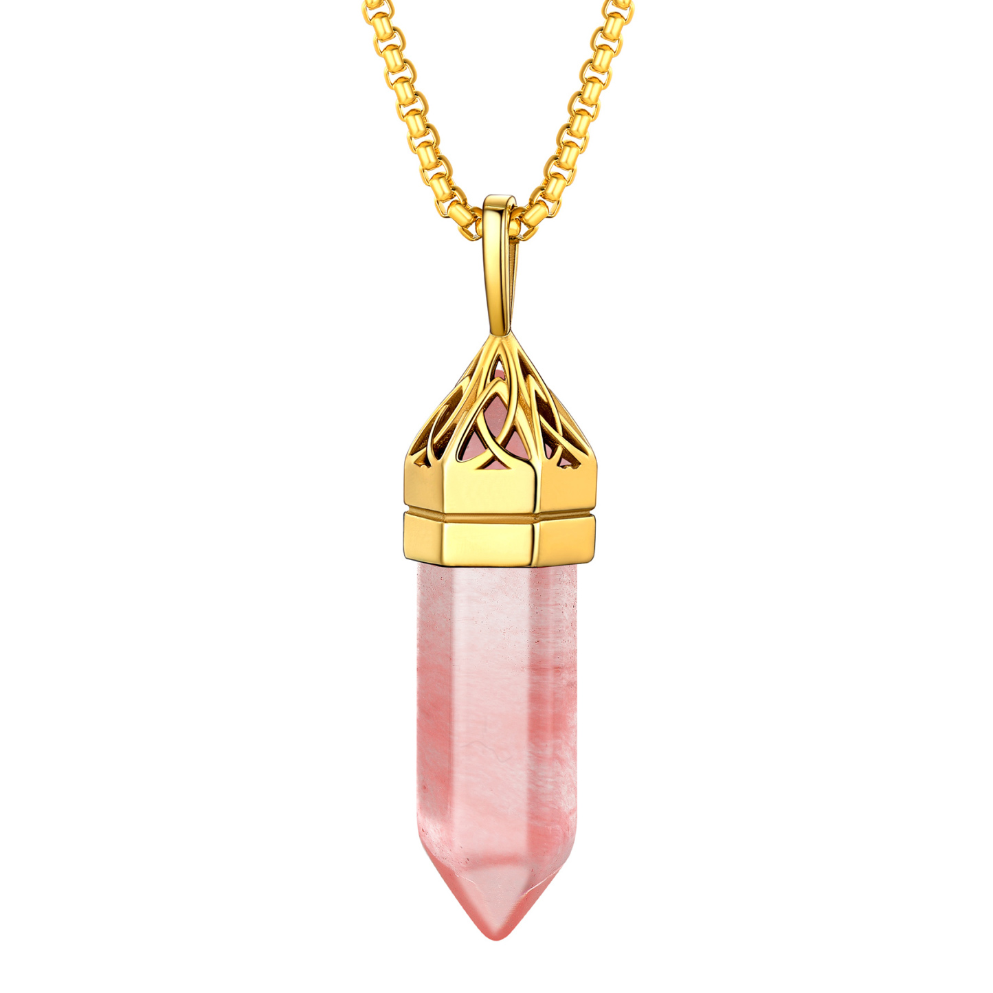 Crystal Pendant Hexagonal Synthetic Birthstone Neckclace 