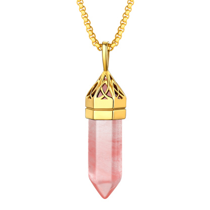 Crystal Pendant Hexagonal Synthetic Birthstone Neckclace 