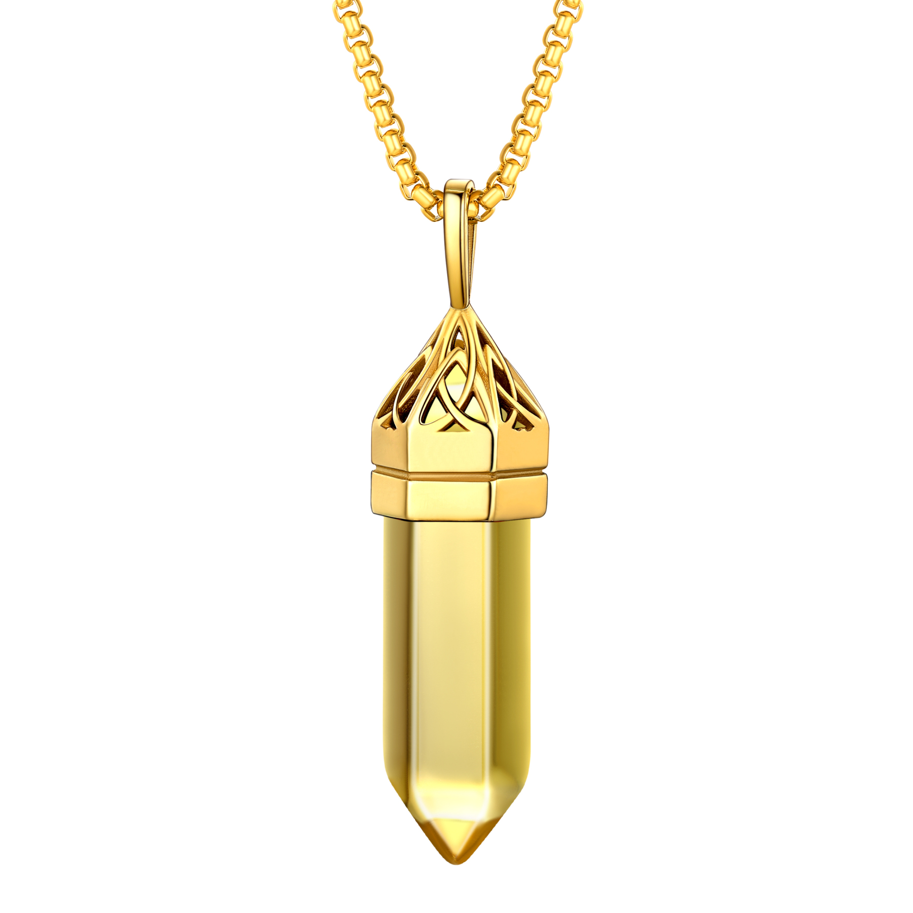 Crystal Pendant Hexagonal Synthetic Birthstone Neckclace 