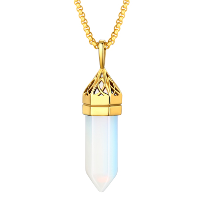Crystal Pendant Hexagonal Synthetic Birthstone Neckclace 