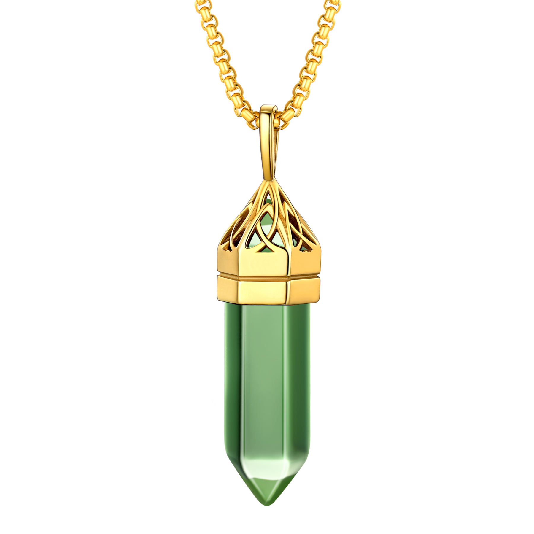 Crystal Pendant Hexagonal Synthetic Birthstone Neckclace 