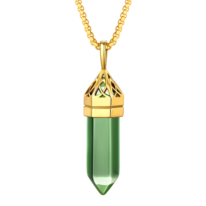 Crystal Pendant Hexagonal Synthetic Birthstone Neckclace 