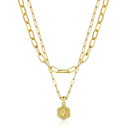 Hypoallergenic 18K Gold  Name Initial Necklaces For Women