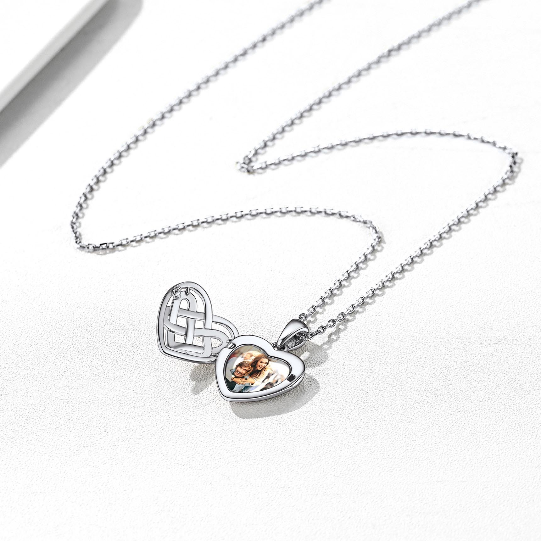 Custom Photo Celtic Heart Locket Necklace for Women silver occasion