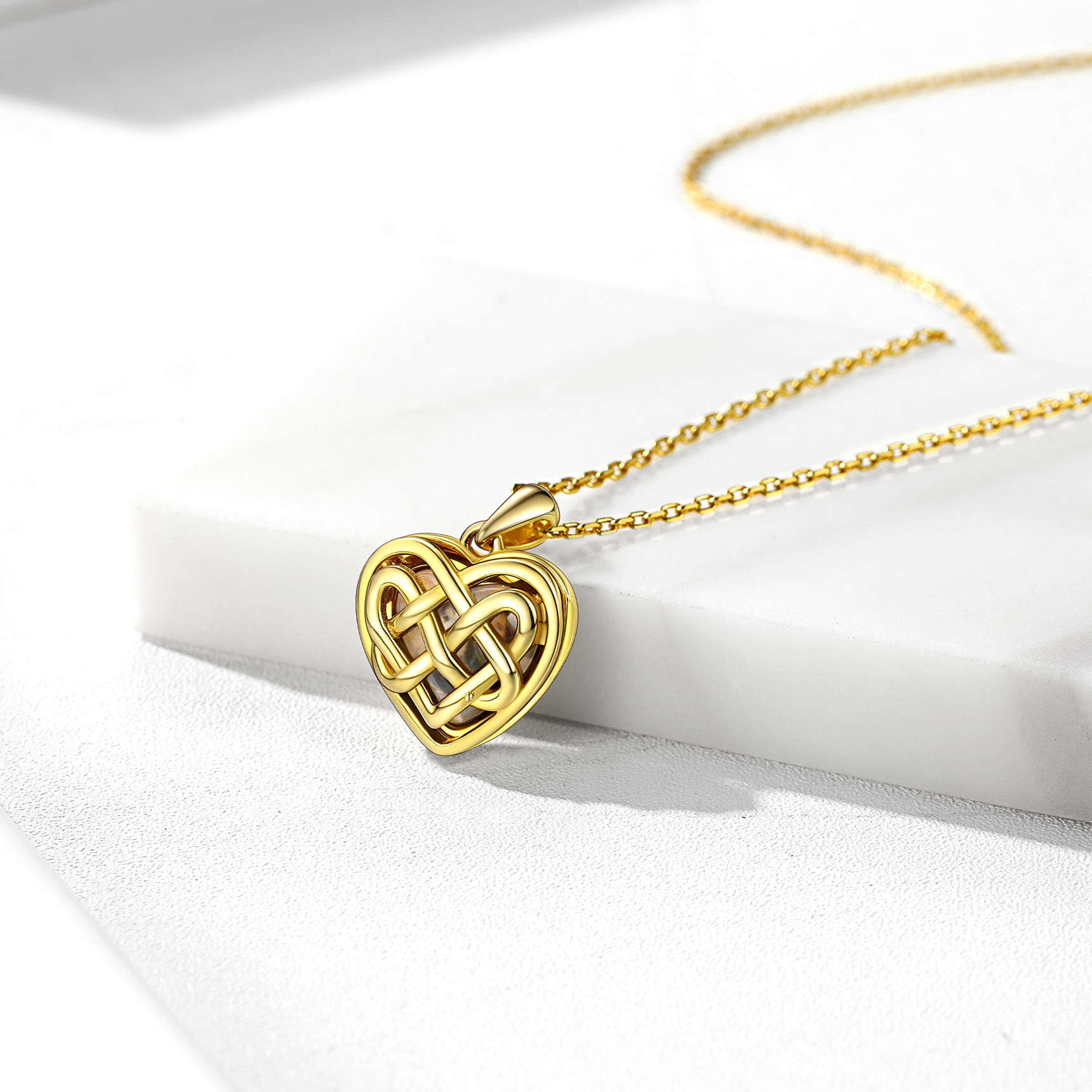  Custom Photo Celtic Heart Locket Necklace for Women occasion gold