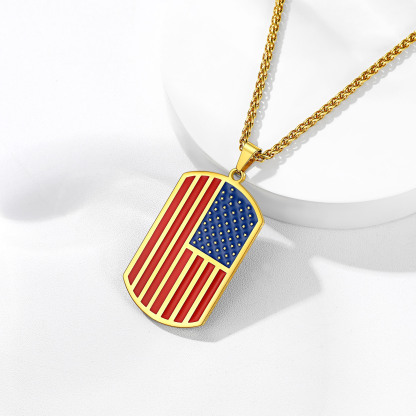 Custom Photo American Flag Patriotic Dog Tag Pendant Necklace for Men gold occasion