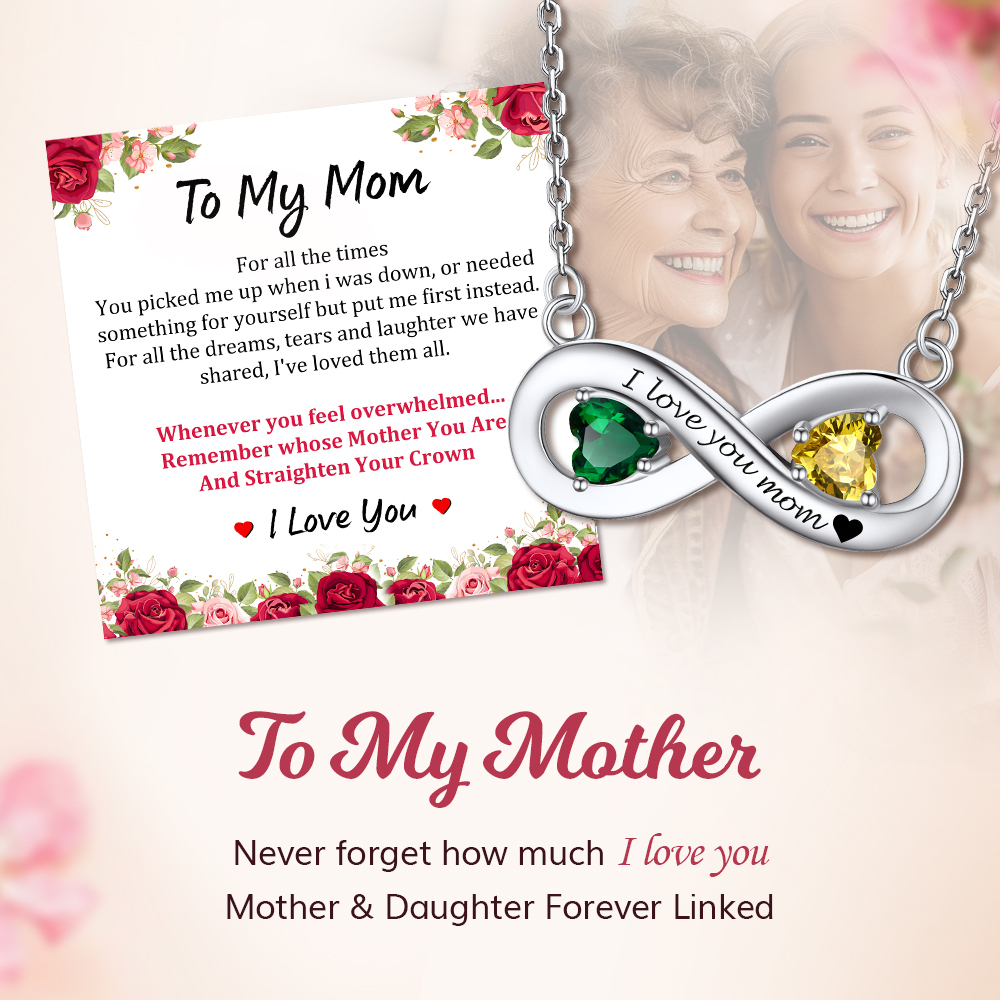 Personalized Engraved Infinity Love Birthstone Necklace for Women gift for mom