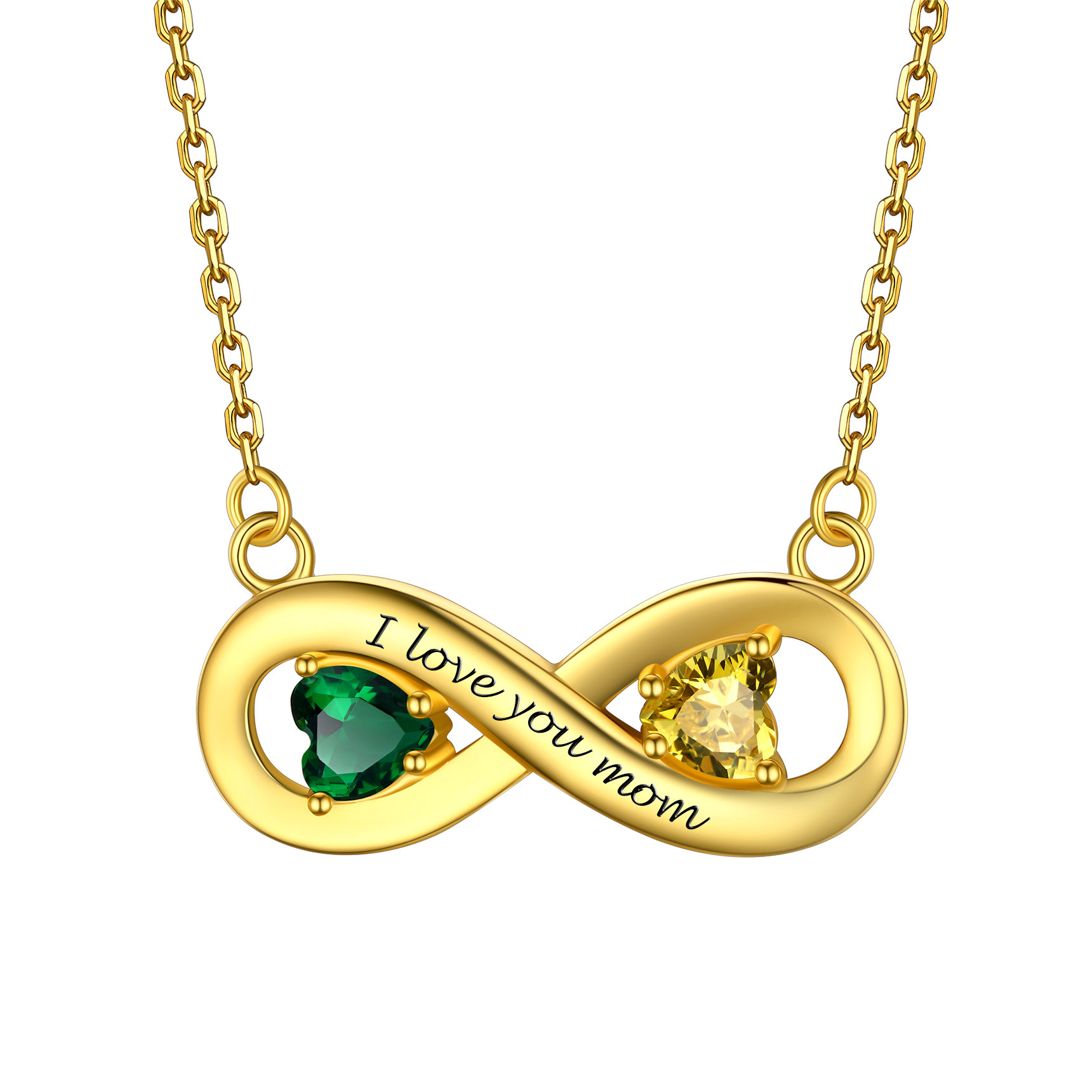 Personalized Engraved Infinity Love Birthstone Necklace for Women gold