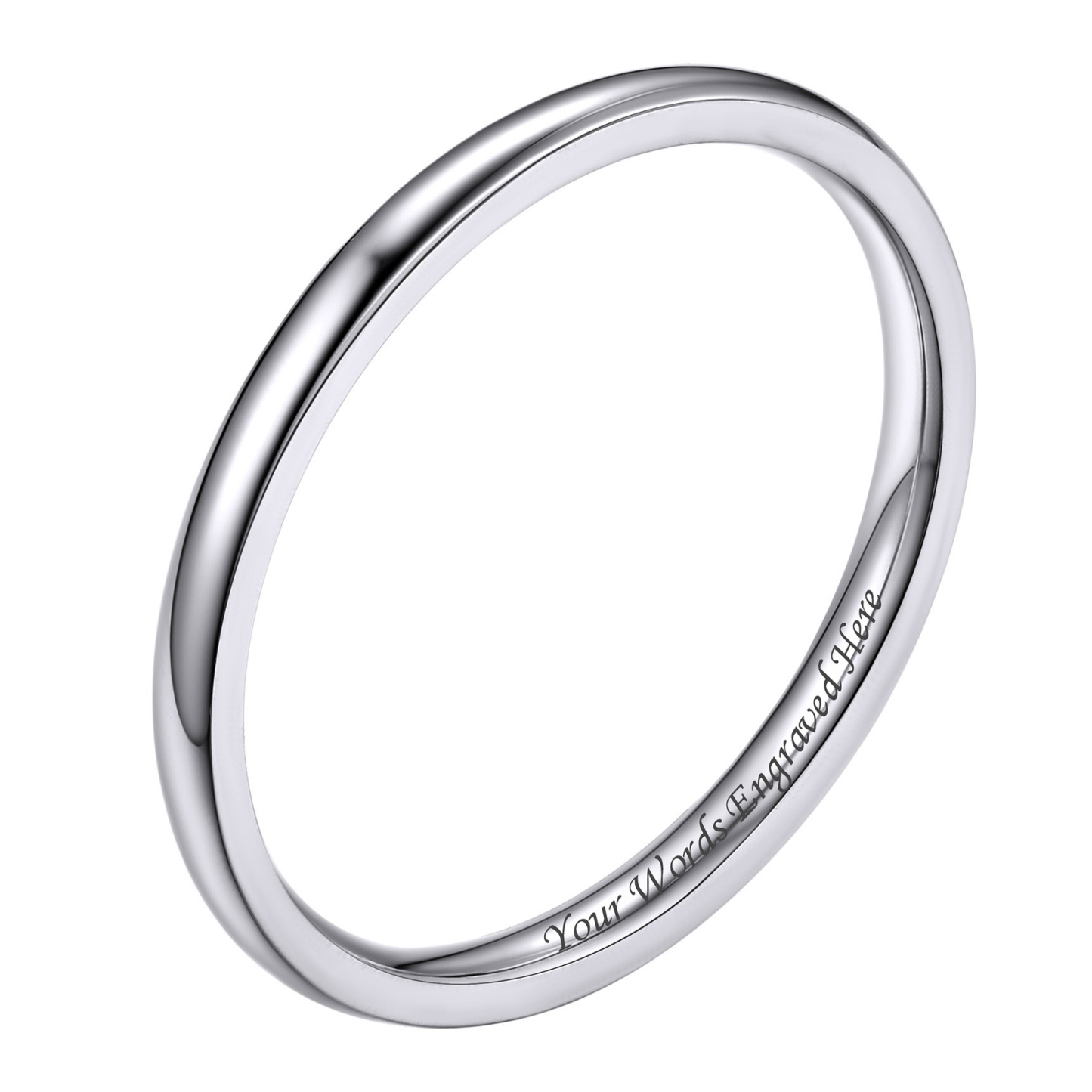 Personalized Stainless Steel Wedding Simple Plain Band for Men Women Silver Two