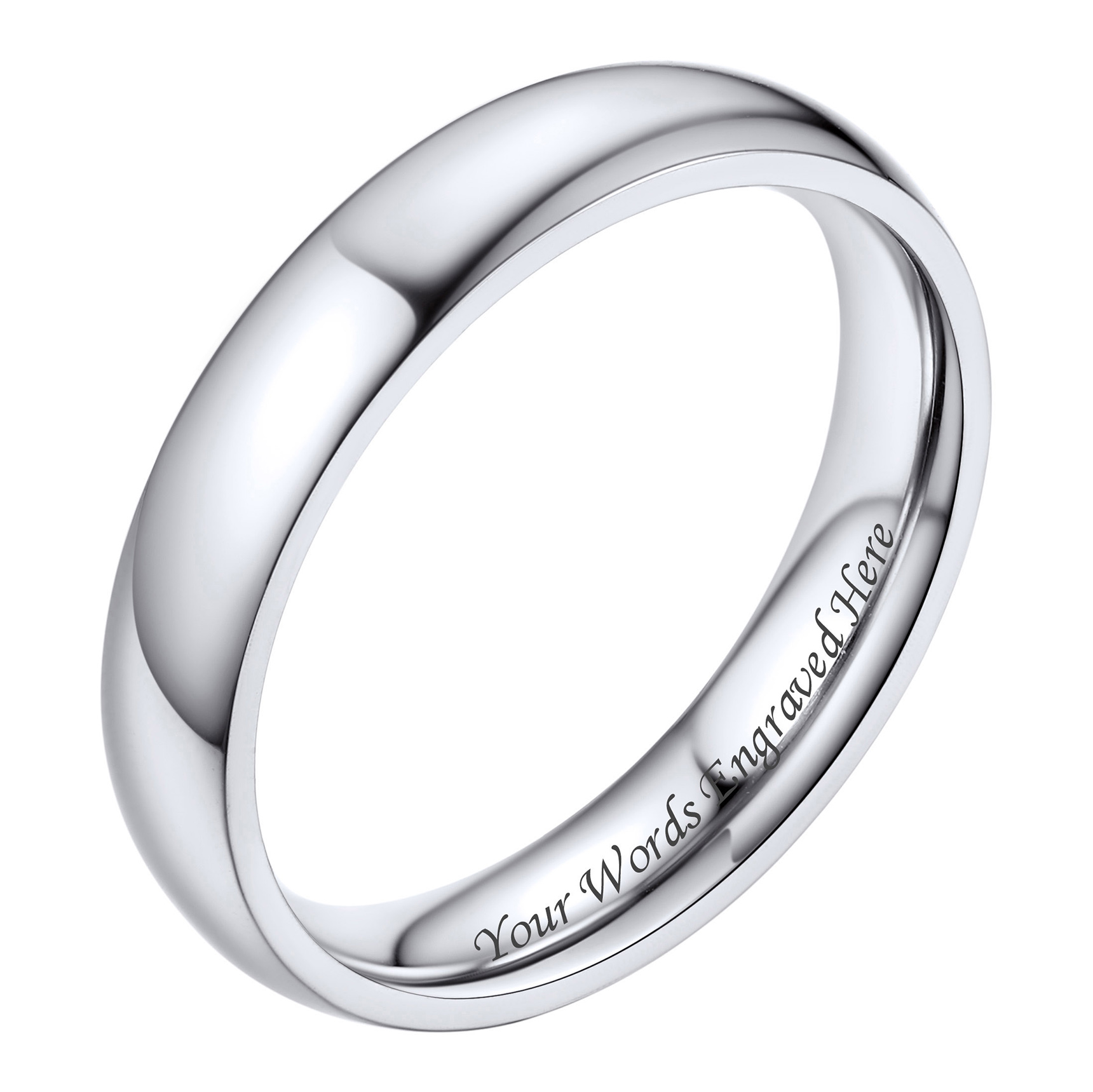Personalized Stainless Steel Wedding Simple Plain Band for Men Women Silver Four