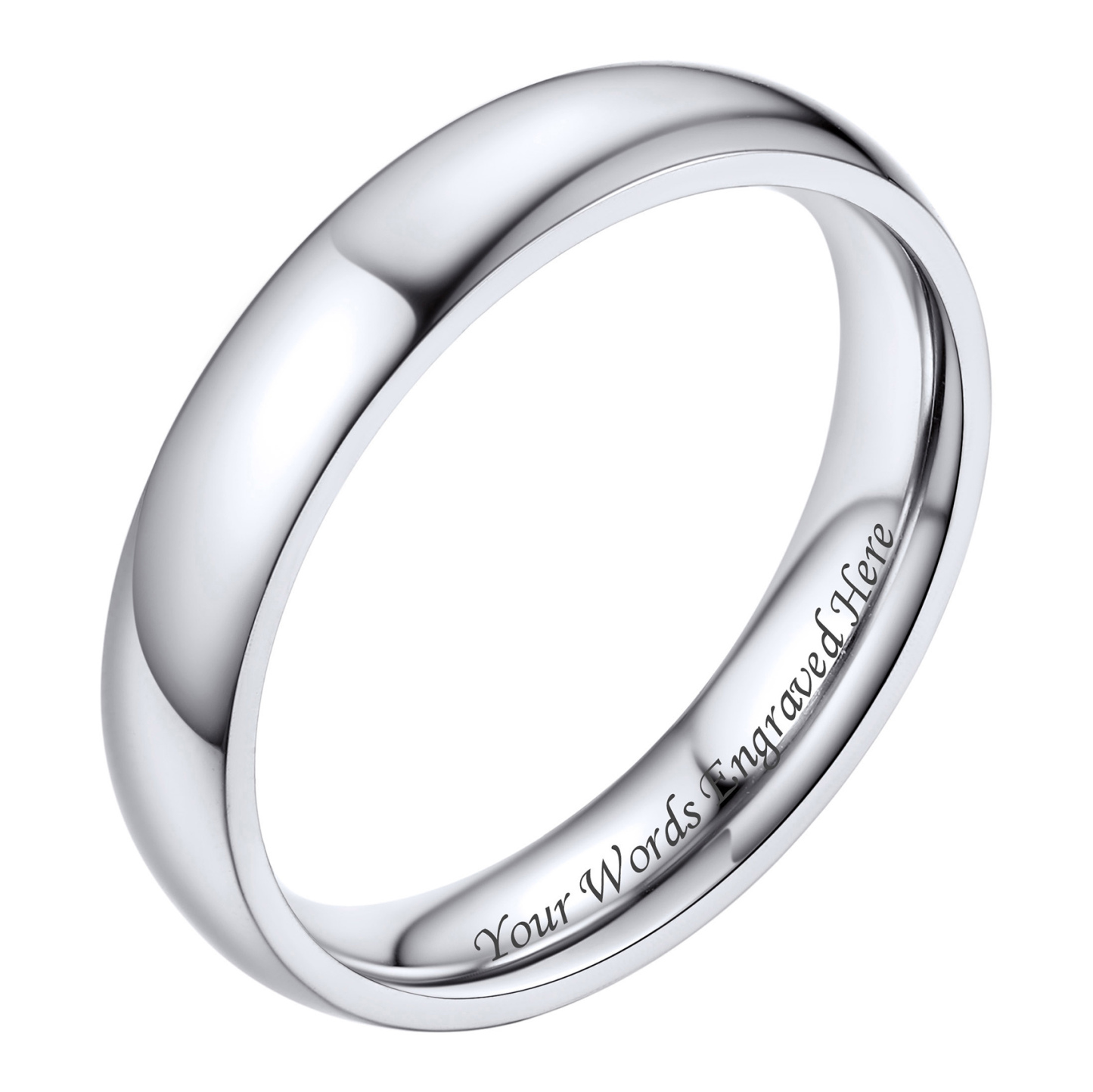 Personalized Stainless Steel Wedding Simple Plain Band for Men Women Silver Four
