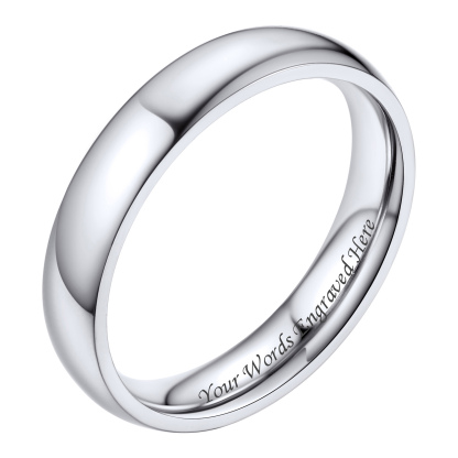 Personalized Stainless Steel Wedding Simple Plain Band for Men Women Silver Four