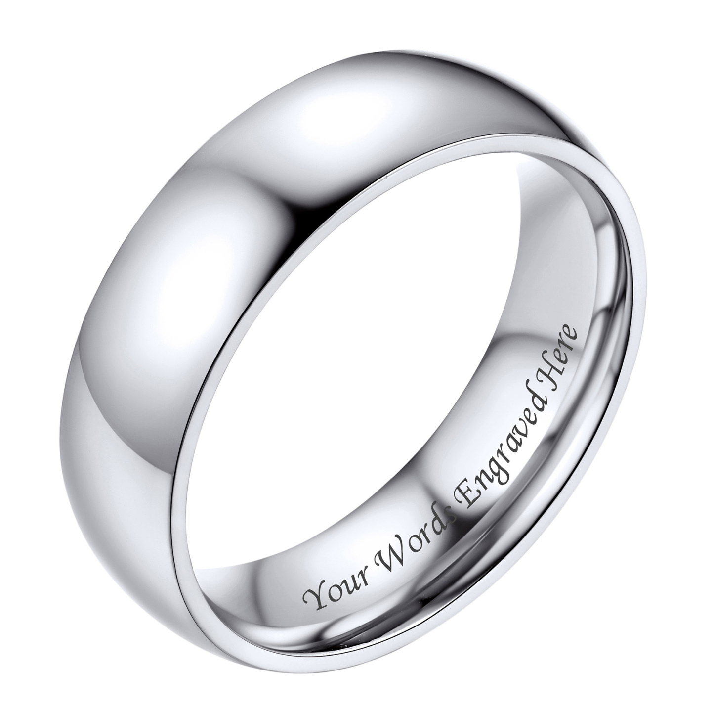 Personalized Stainless Steel Wedding Simple Plain Band for Men Women Silver Six