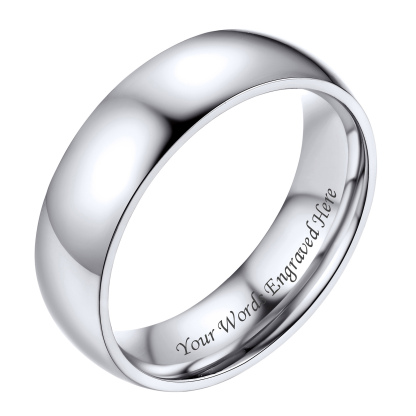 Personalized Stainless Steel Wedding Simple Plain Band for Men Women Silver Six