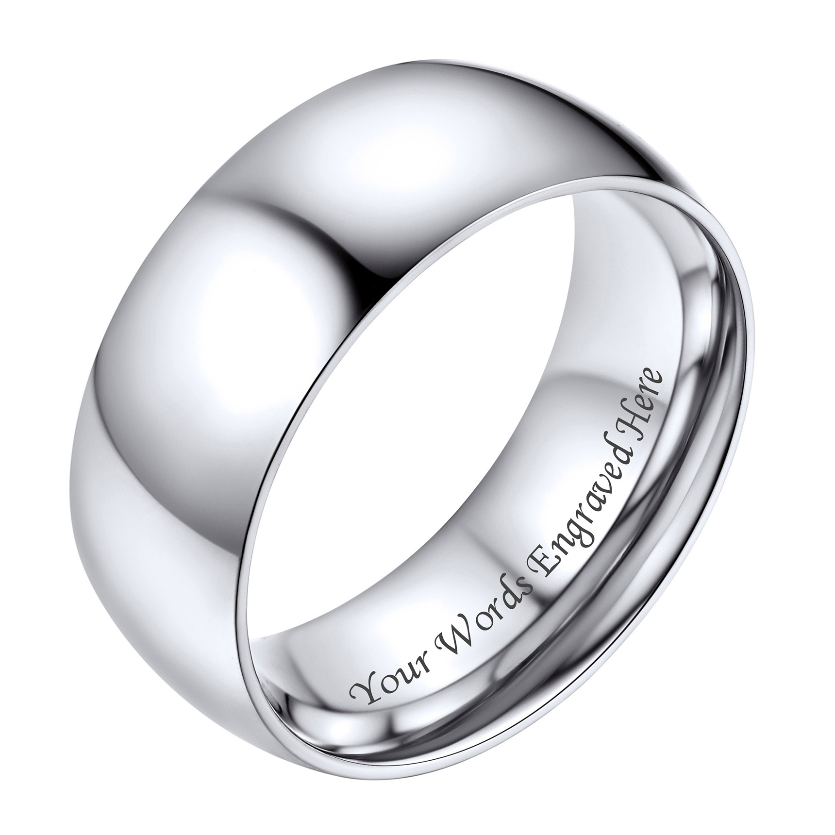 Personalized Stainless Steel Wedding Simple Plain Band for Men Women Silver Eight