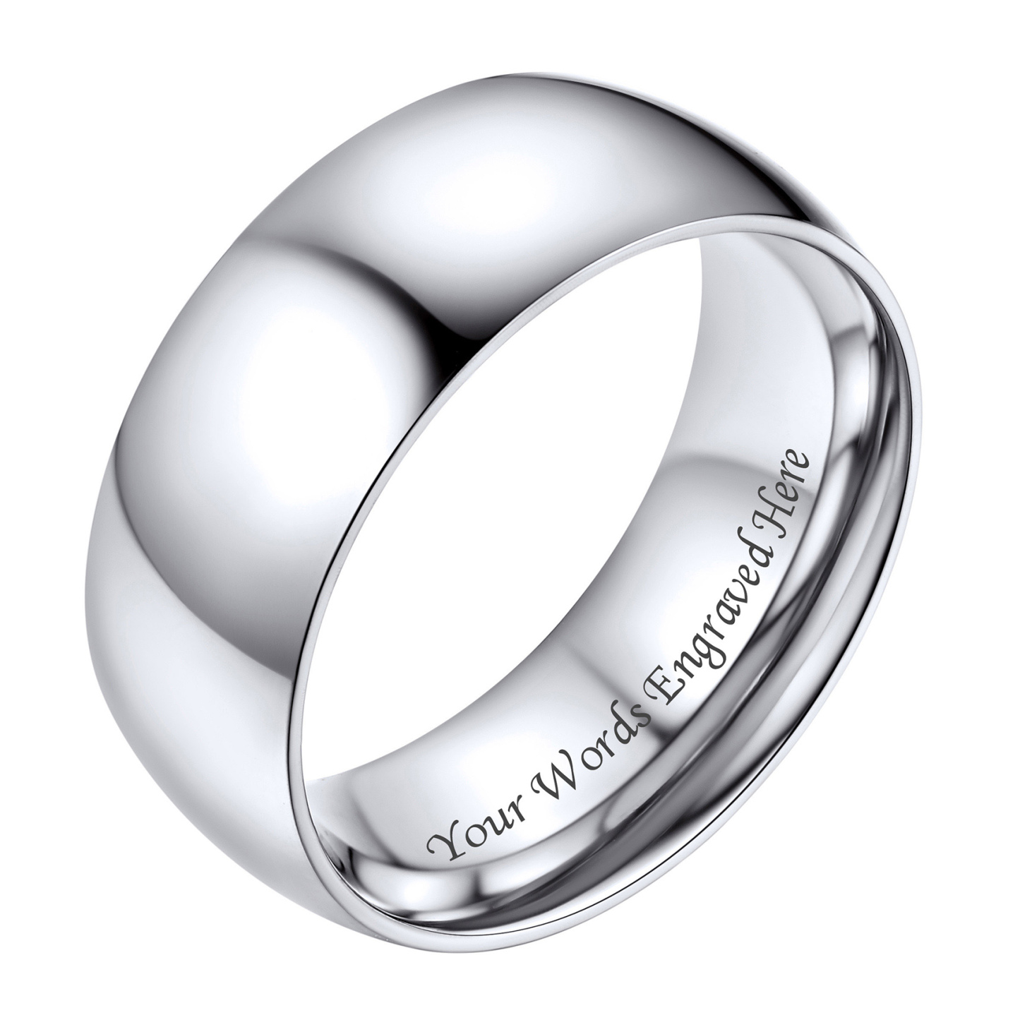 Personalized Stainless Steel Wedding Simple Plain Band for Men Women Silver Eight