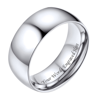 Personalized Stainless Steel Wedding Simple Plain Band for Men Women Silver Eight