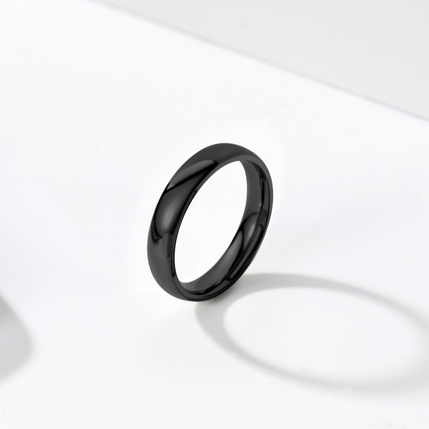 Personalized Stainless Steel Wedding Simple Plain Band for Men Women Black Scene