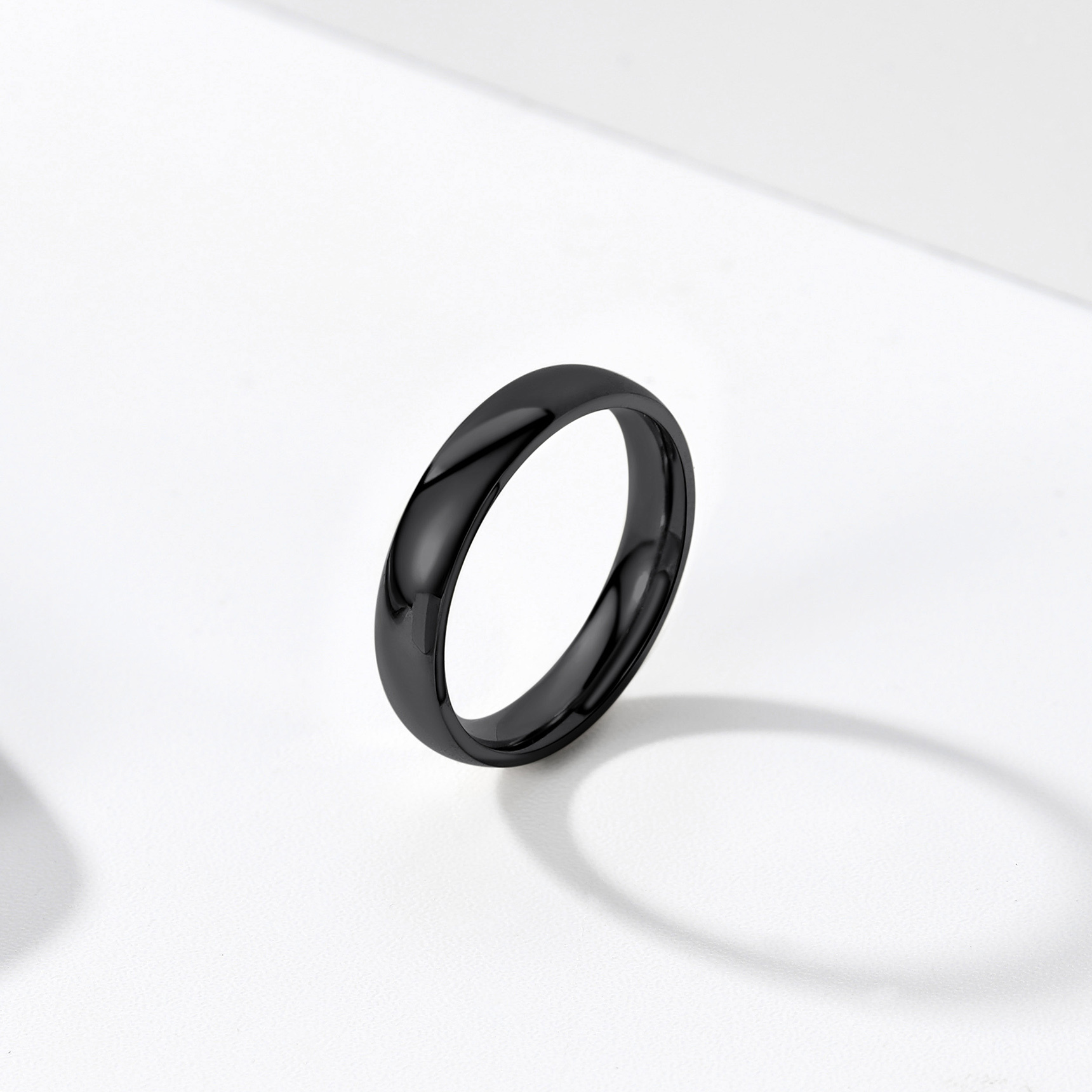Personalized Stainless Steel Wedding Simple Plain Band for Men Women Black Scene