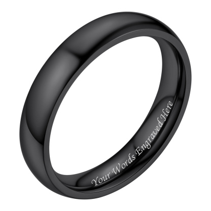 Personalized Stainless Steel Wedding Simple Plain Band for Men Women Black Four