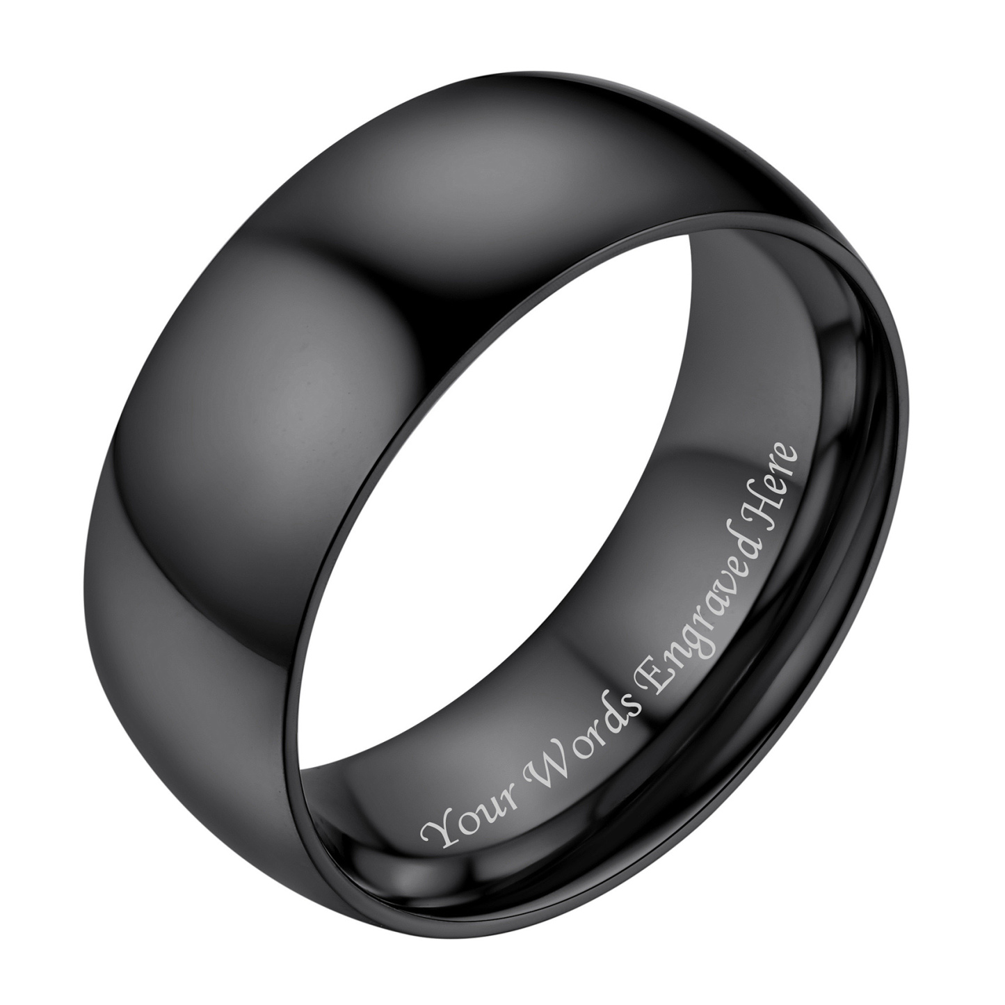 Personalized Stainless Steel Wedding Simple Plain Band for Men Women Black Eight