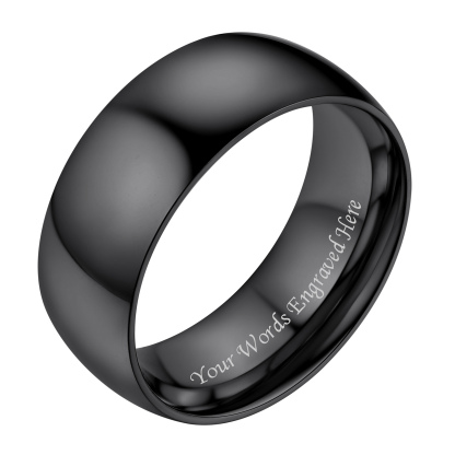 Personalized Stainless Steel Wedding Simple Plain Band for Men Women Black Eight