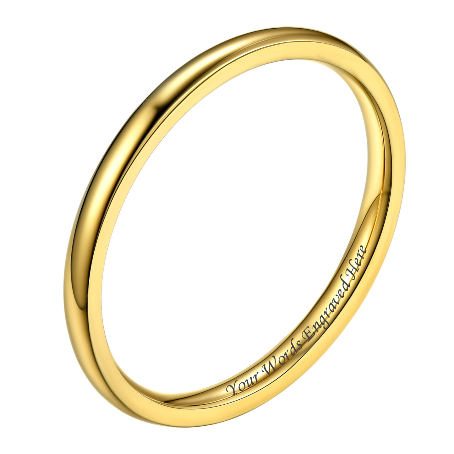 Personalized Stainless Steel Wedding Simple Plain Band for Men Women Gold Two