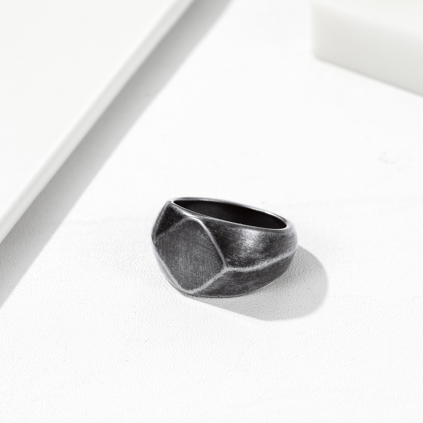 Stainless Steel Signet Ring Chunky Thick Heavy Dome Band Ring grey