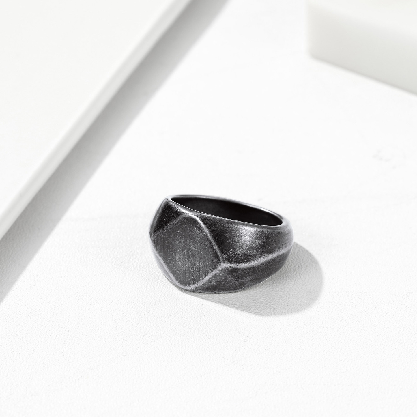 Stainless Steel Signet Ring Chunky Thick Heavy Dome Band Ring grey