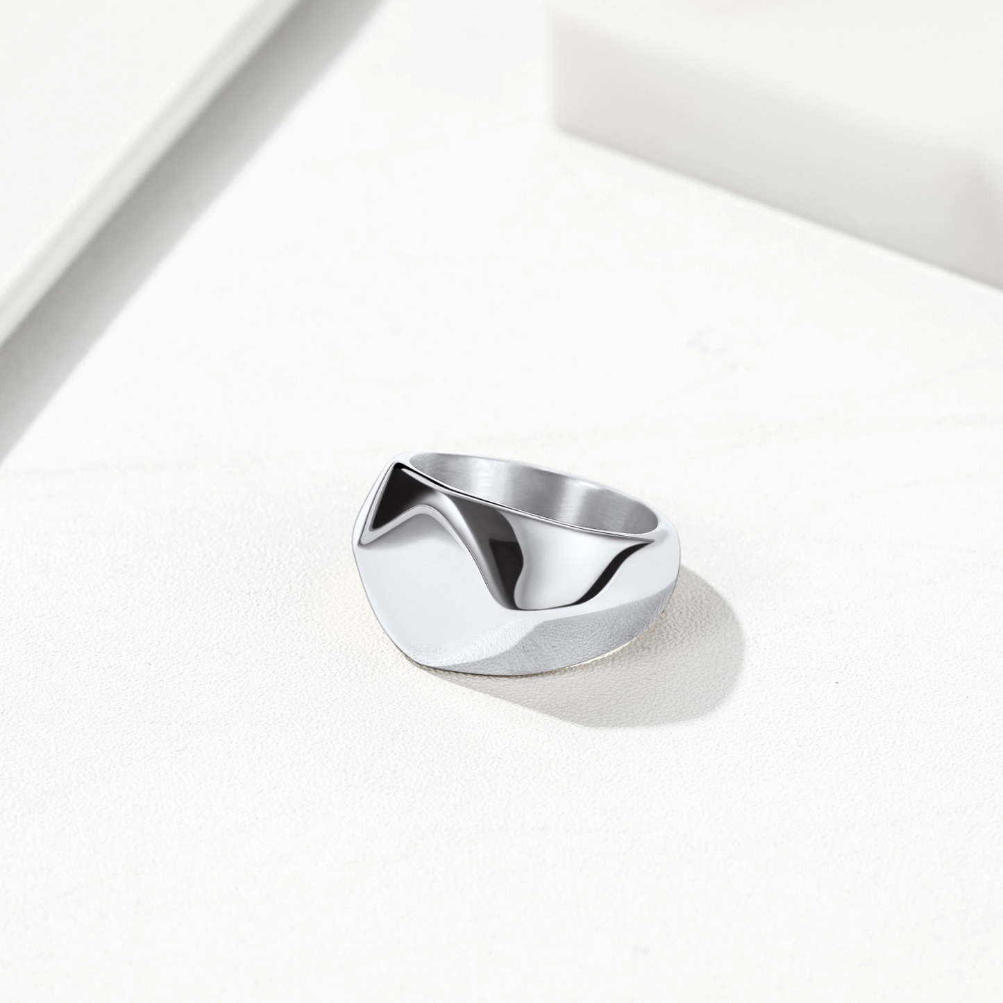 Stainless Steel Signet Ring Chunky Thick Heavy Dome Band Ring