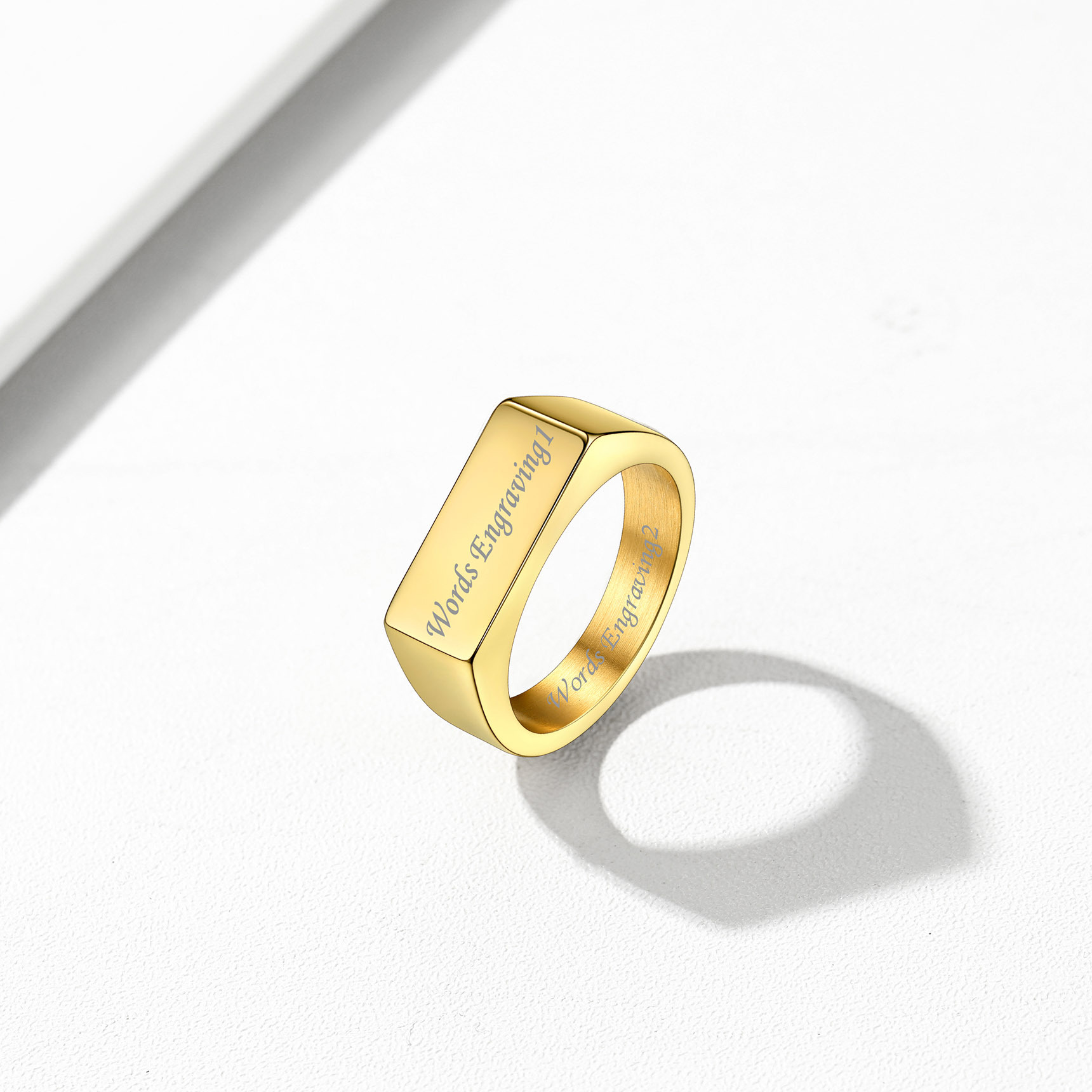 Custom Engraved Stainless Steel Ring Gold