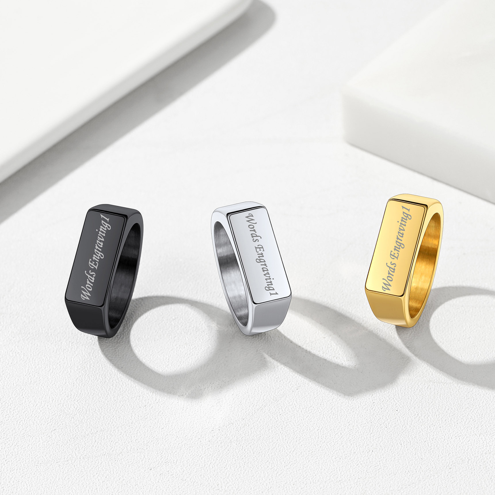 Custom Engraved Stainless Steel Signet Ring Collection