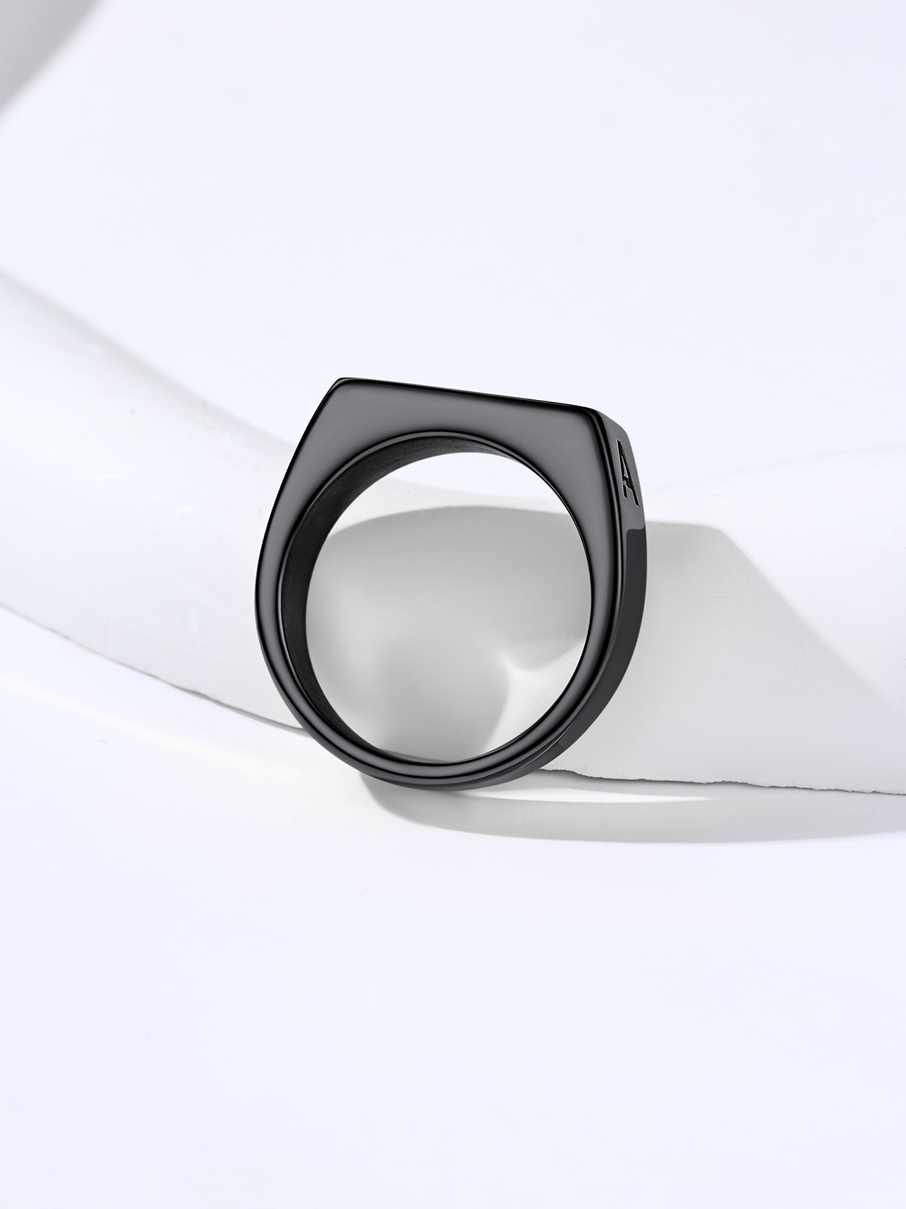 Personalized Name Engraved Signet Ring for Men occasion black