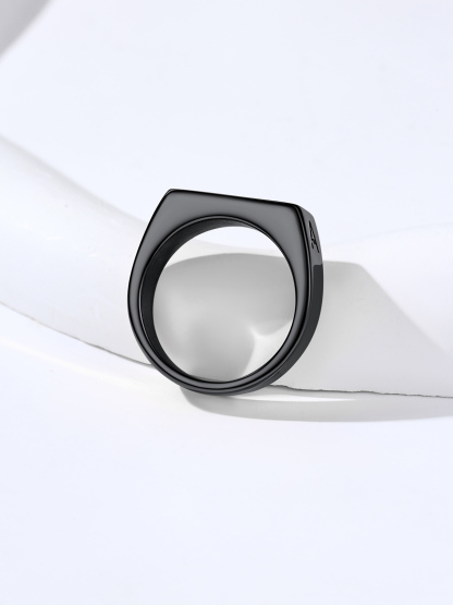 Personalized Name Engraved Signet Ring for Men occasion black