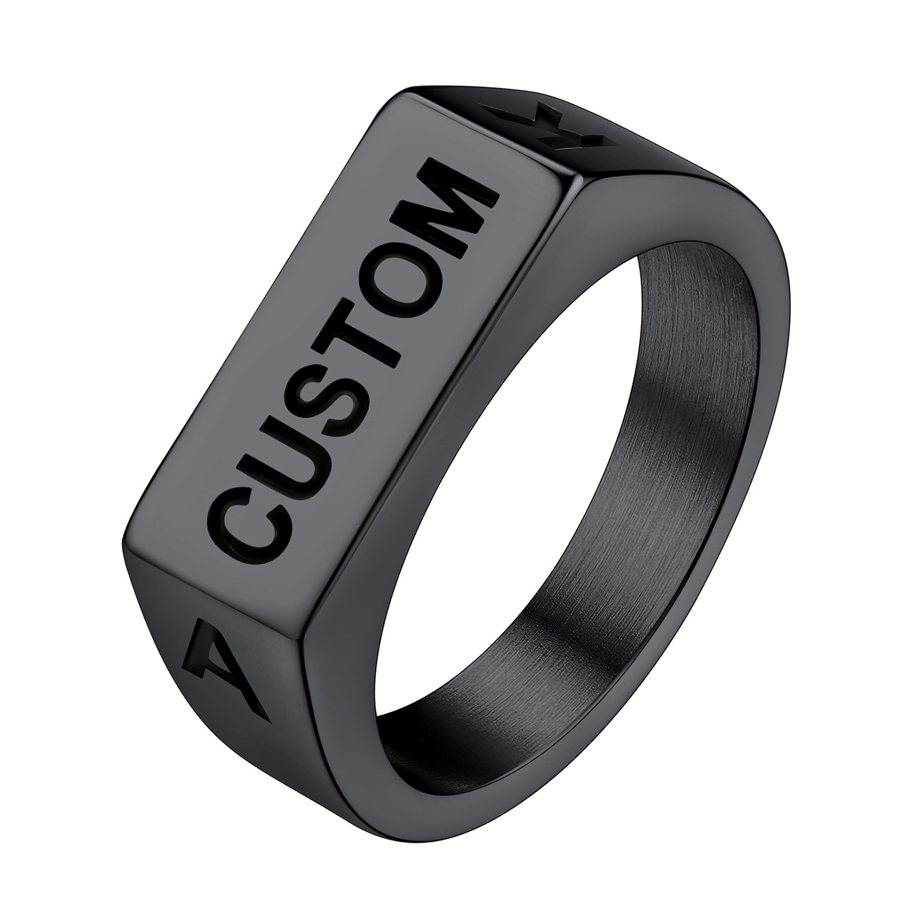 Personalized Name Engraved Signet Ring for Men