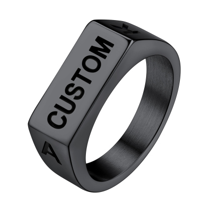 Personalized Name Engraved Signet Ring for Men