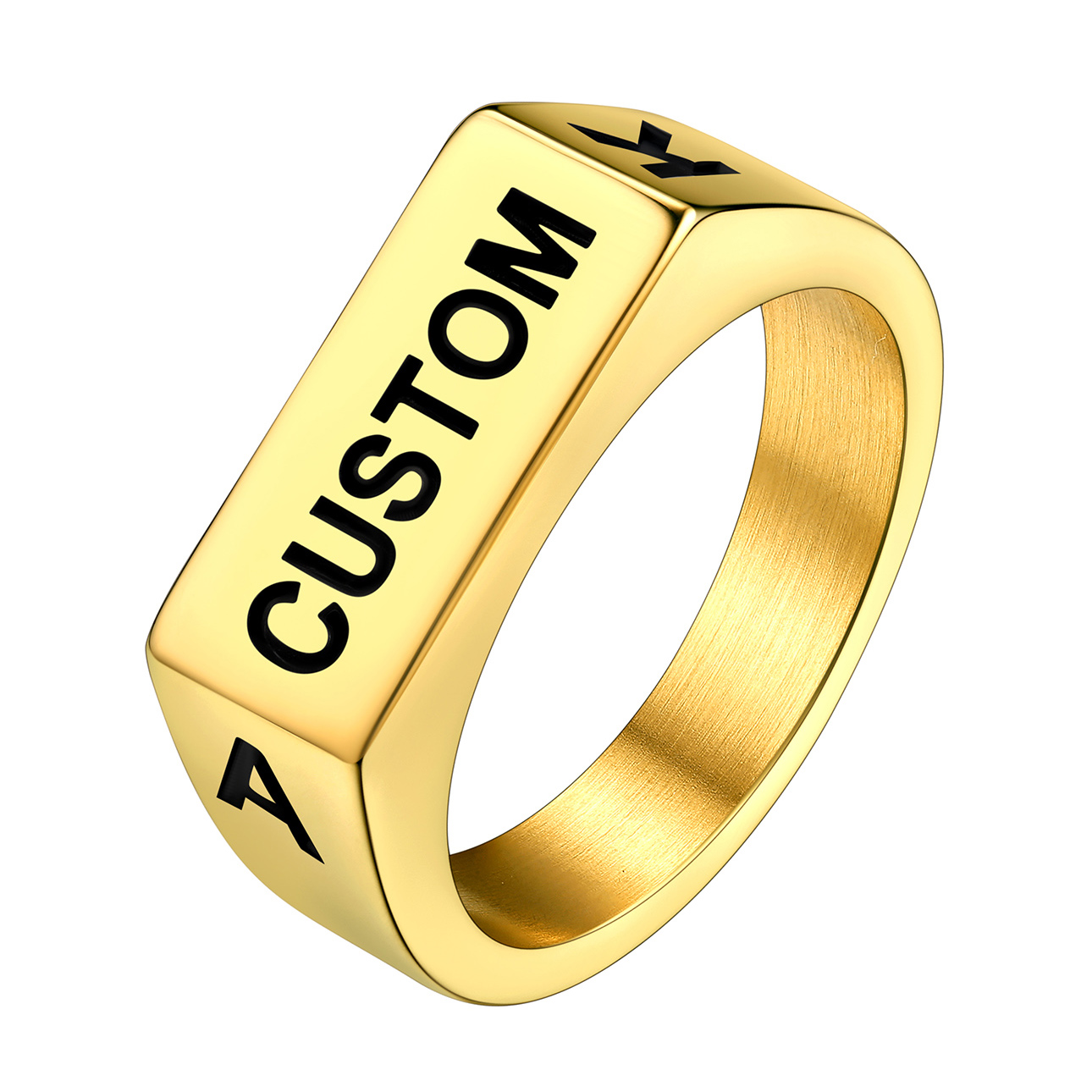 Personalized Name Engraved Signet Ring for Men