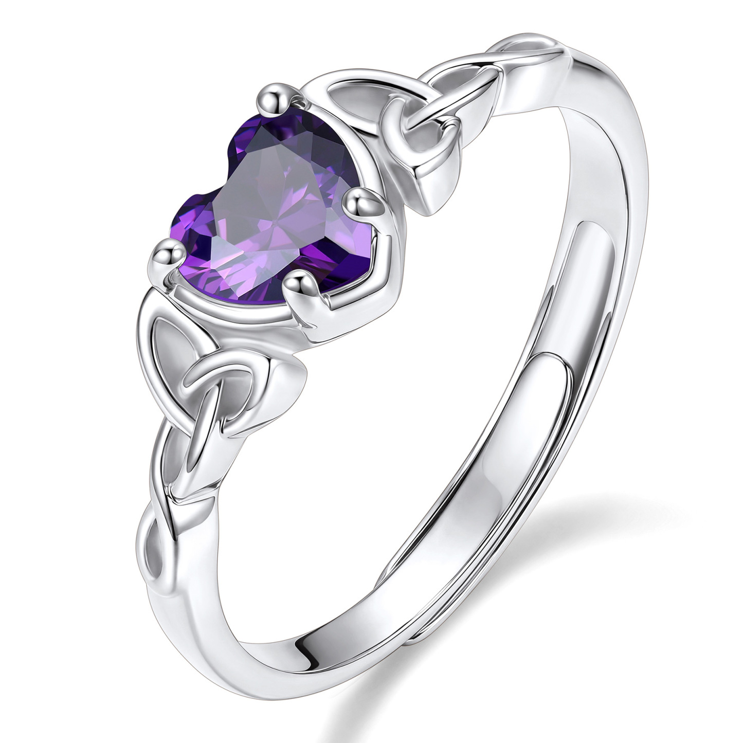 Birthstone Celtic Knot Heart Adjustable Ring