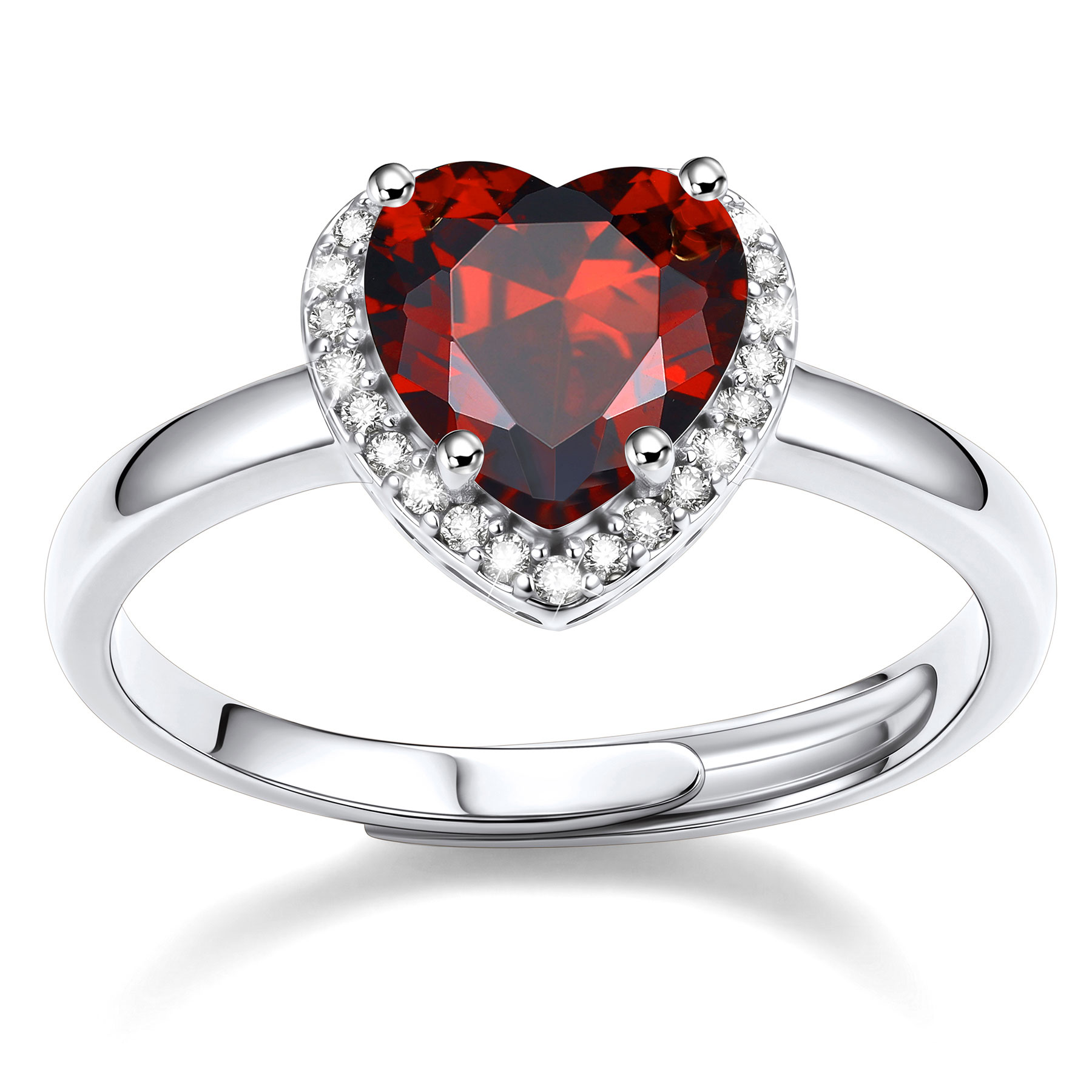 Heart Halo Birthstone Adjustable Rings for Women