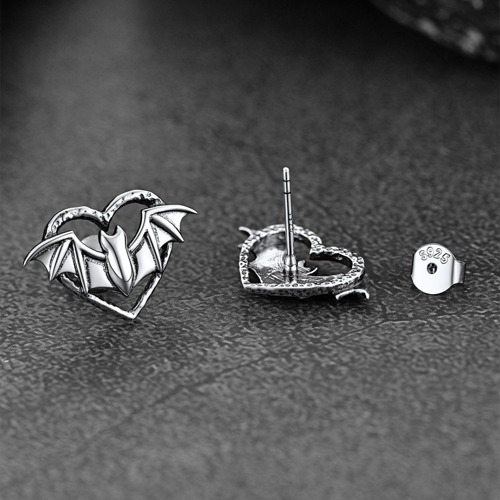 Bat Heart Stud Earrings halloween gift