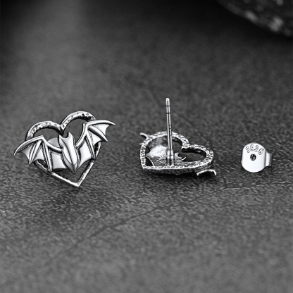 Bat Heart Stud Earrings halloween gift