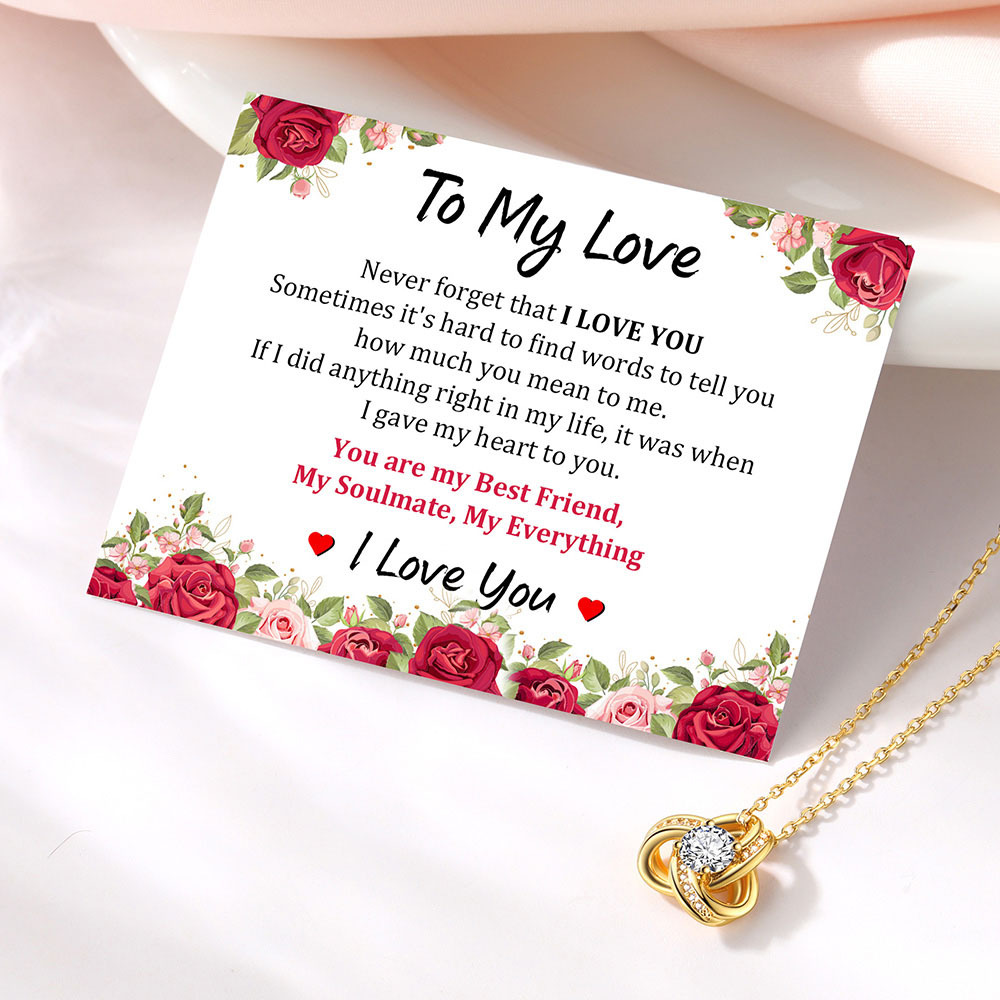 Birthstone Love Knot Necklace for Women